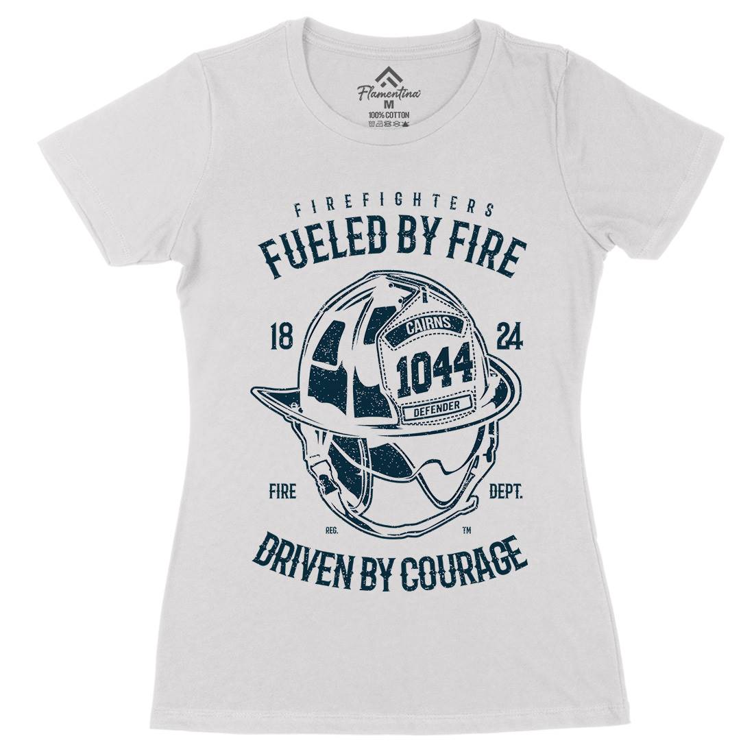 Fuelled By Fire Womens Organic Crew Neck T-Shirt Firefighters A667