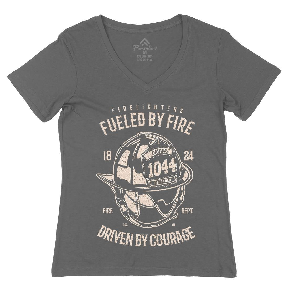Fuelled By Fire Womens Organic V-Neck T-Shirt Firefighters A667