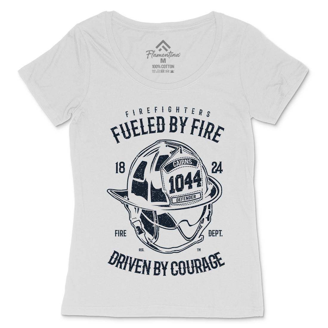 Fuelled By Fire Womens Scoop Neck T-Shirt Firefighters A667