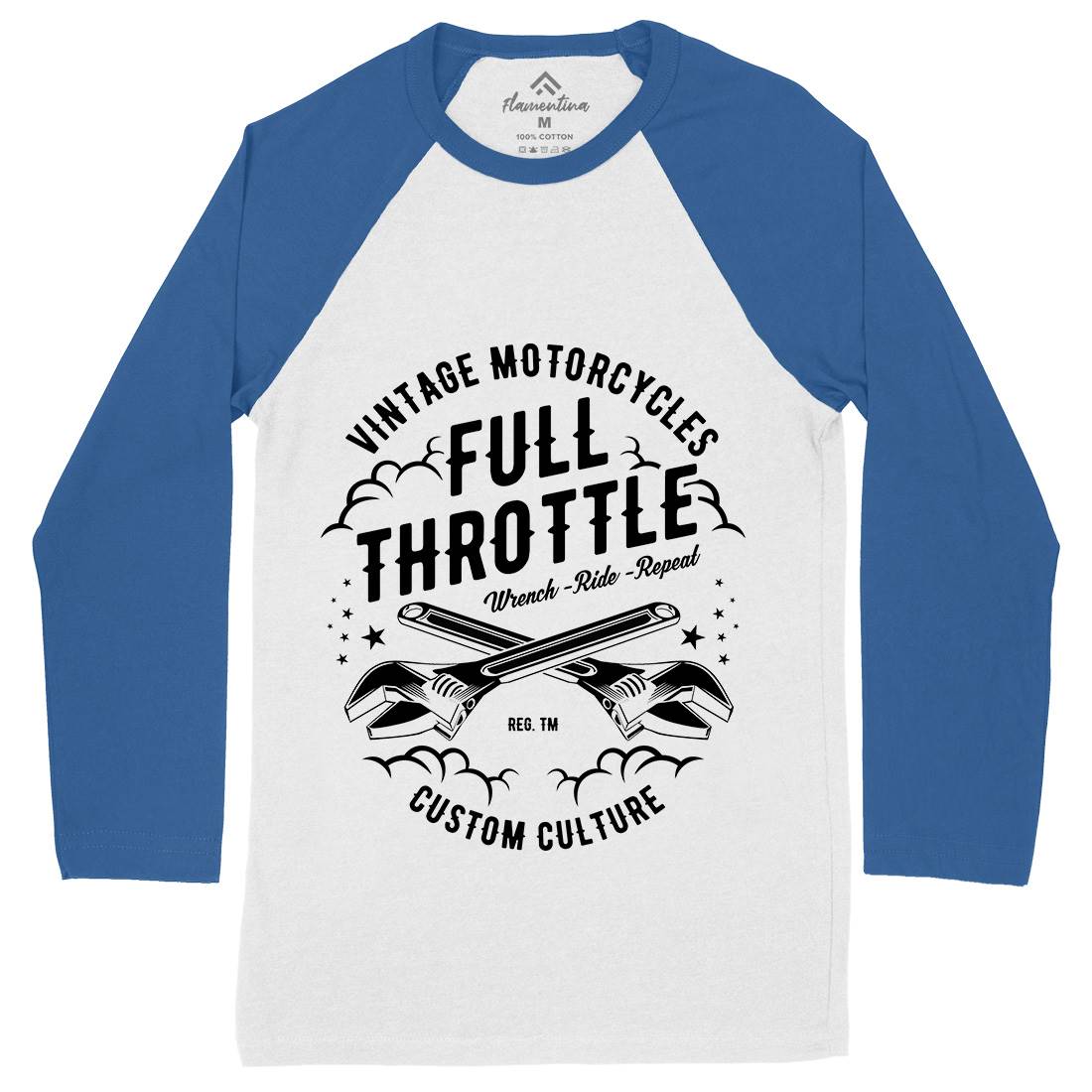 Full Throttle Mens Long Sleeve Baseball T-Shirt Motorcycles A668