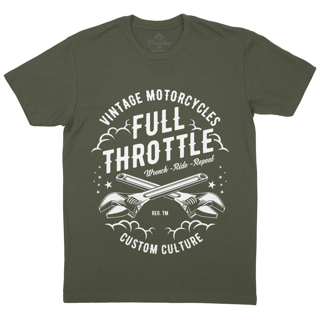 Full Throttle Mens Organic Crew Neck T-Shirt Motorcycles A668