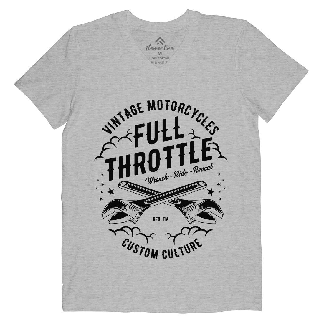 Full Throttle Mens V-Neck T-Shirt Motorcycles A668