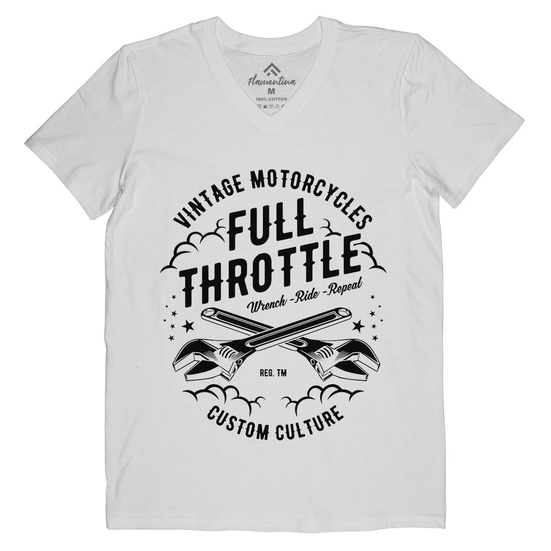 Full Throttle Mens Organic V-Neck T-Shirt Motorcycles A668