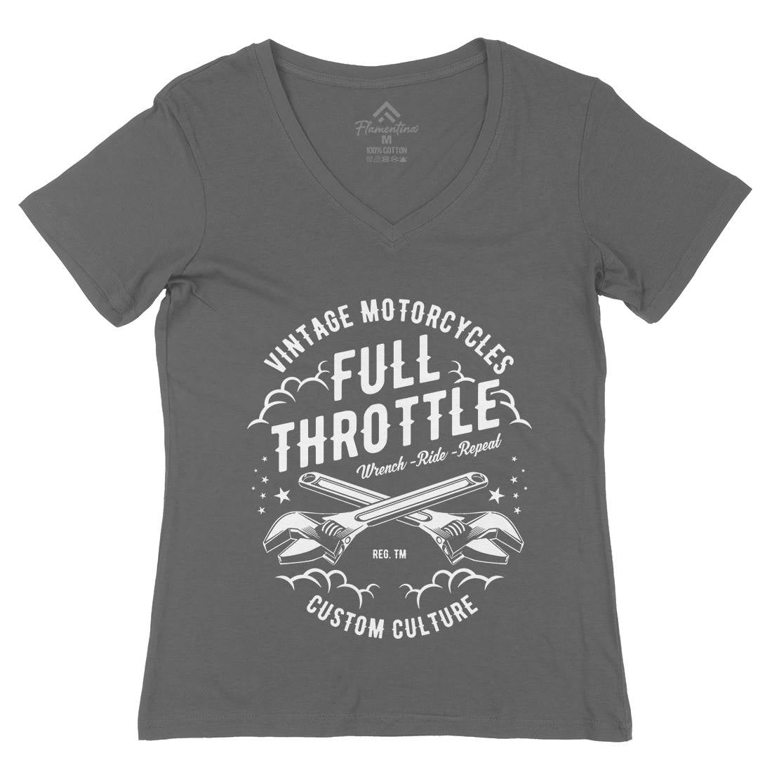 Full Throttle Womens Organic V-Neck T-Shirt Motorcycles A668
