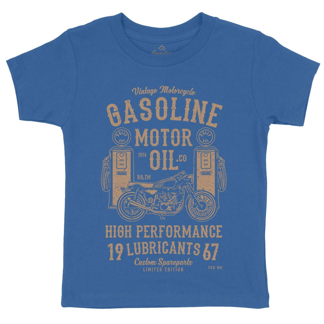 Gasoline Motor Oil Kids Organic Crew Neck T-Shirt Motorcycles A669