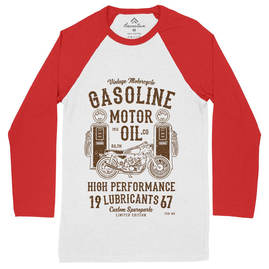 Gasoline Motor Oil Mens Long Sleeve Baseball T-Shirt Motorcycles A669