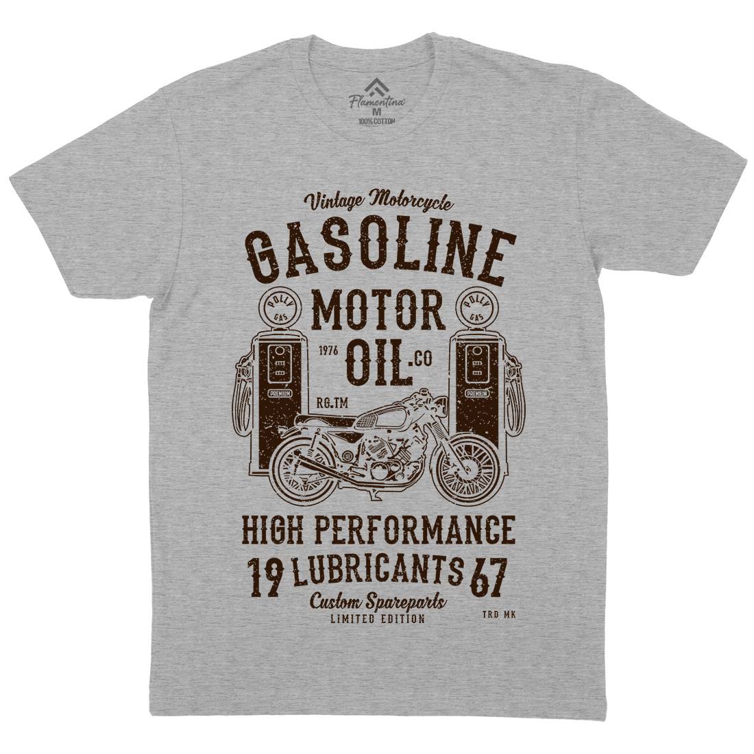 Gasoline Motor Oil Mens Organic Crew Neck T-Shirt Motorcycles A669