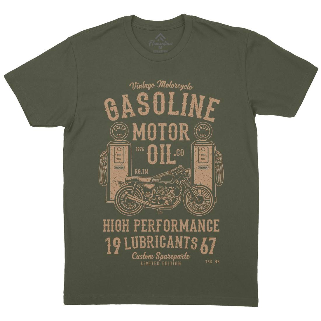Gasoline Motor Oil Mens Crew Neck T-Shirt Motorcycles A669