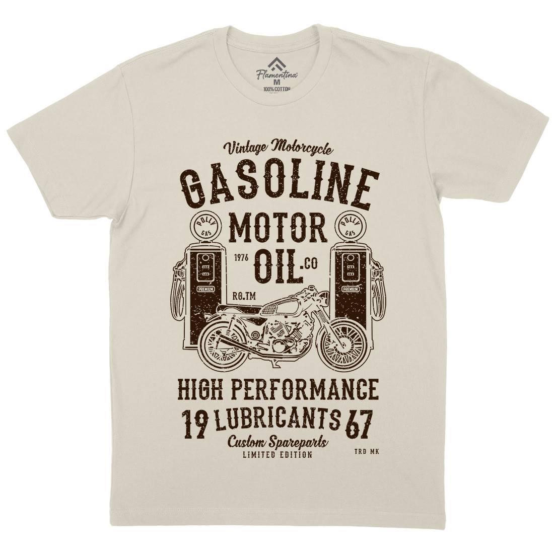 Gasoline Motor Oil Mens Organic Crew Neck T-Shirt Motorcycles A669