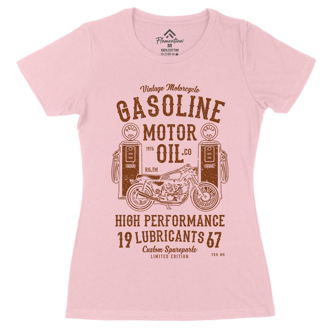 Gasoline Motor Oil Womens Organic Crew Neck T-Shirt Motorcycles A669