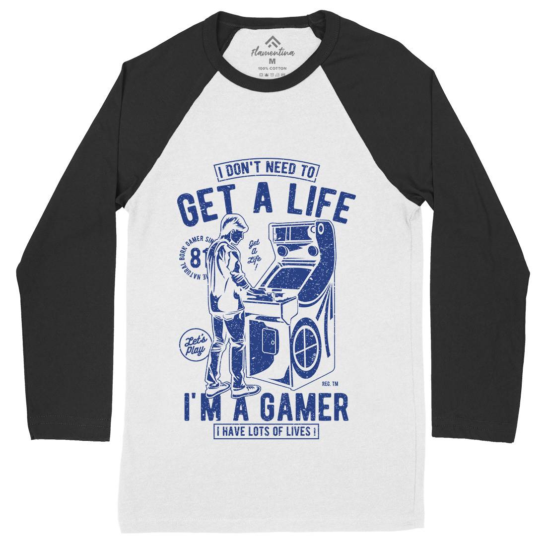 Get A Life Mens Long Sleeve Baseball T-Shirt Geek A672