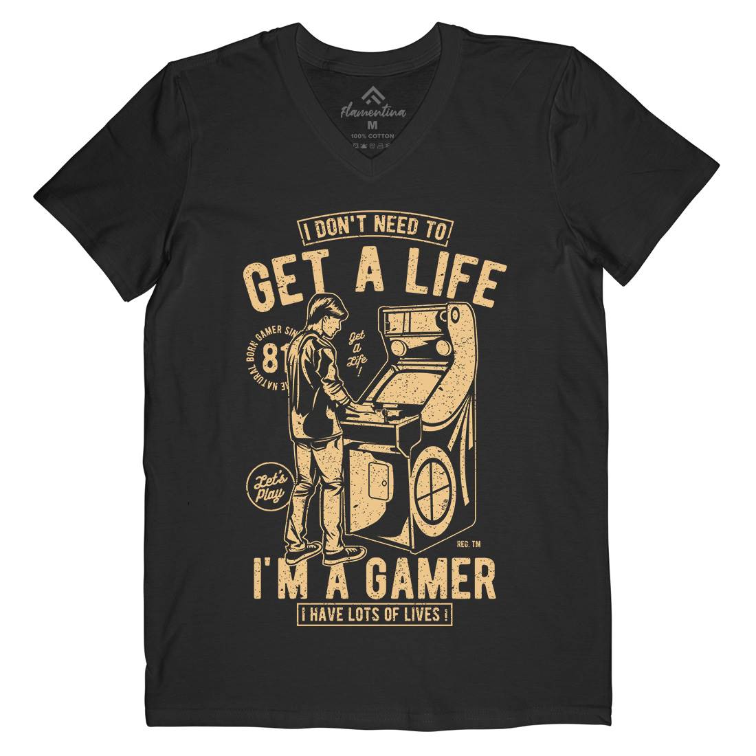 Get A Life Mens Organic V-Neck T-Shirt Geek A672