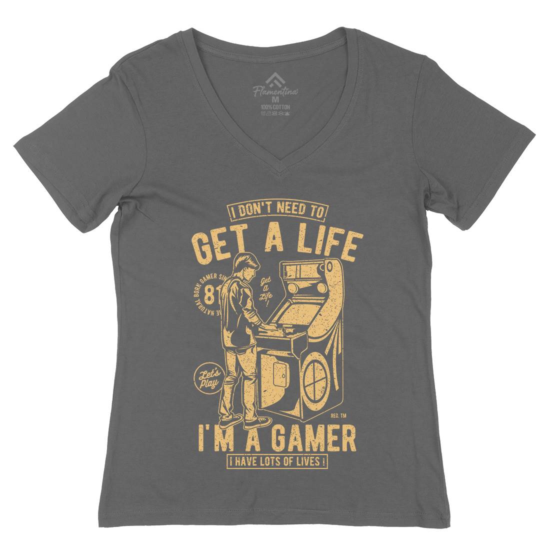 Get A Life Womens Organic V-Neck T-Shirt Geek A672