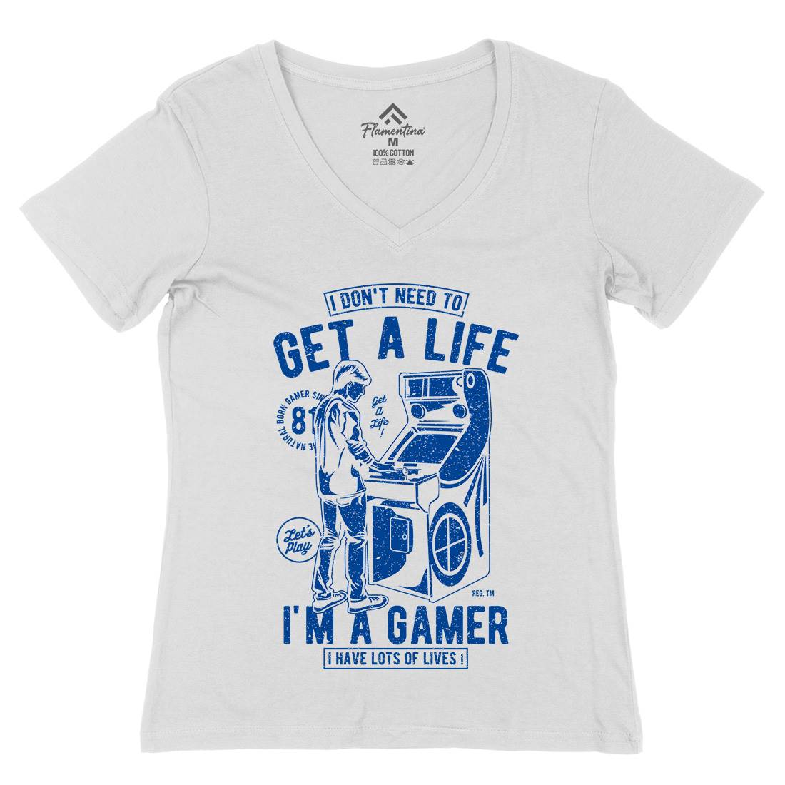 Get A Life Womens Organic V-Neck T-Shirt Geek A672