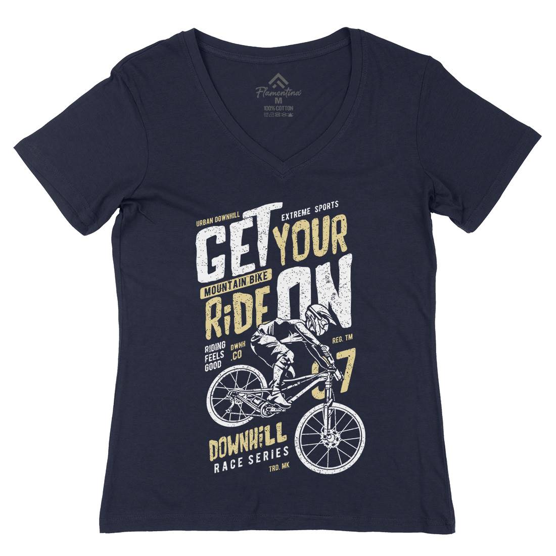 Get Your Ride Womens Organic V-Neck T-Shirt Bikes A673