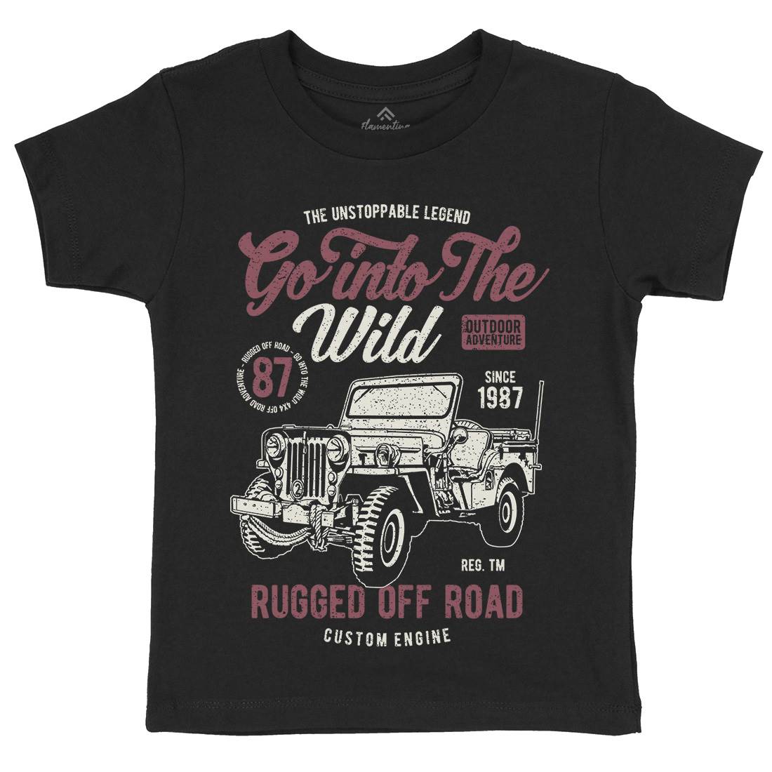 Go Into The Wild Kids Crew Neck T-Shirt Vehicles A674
