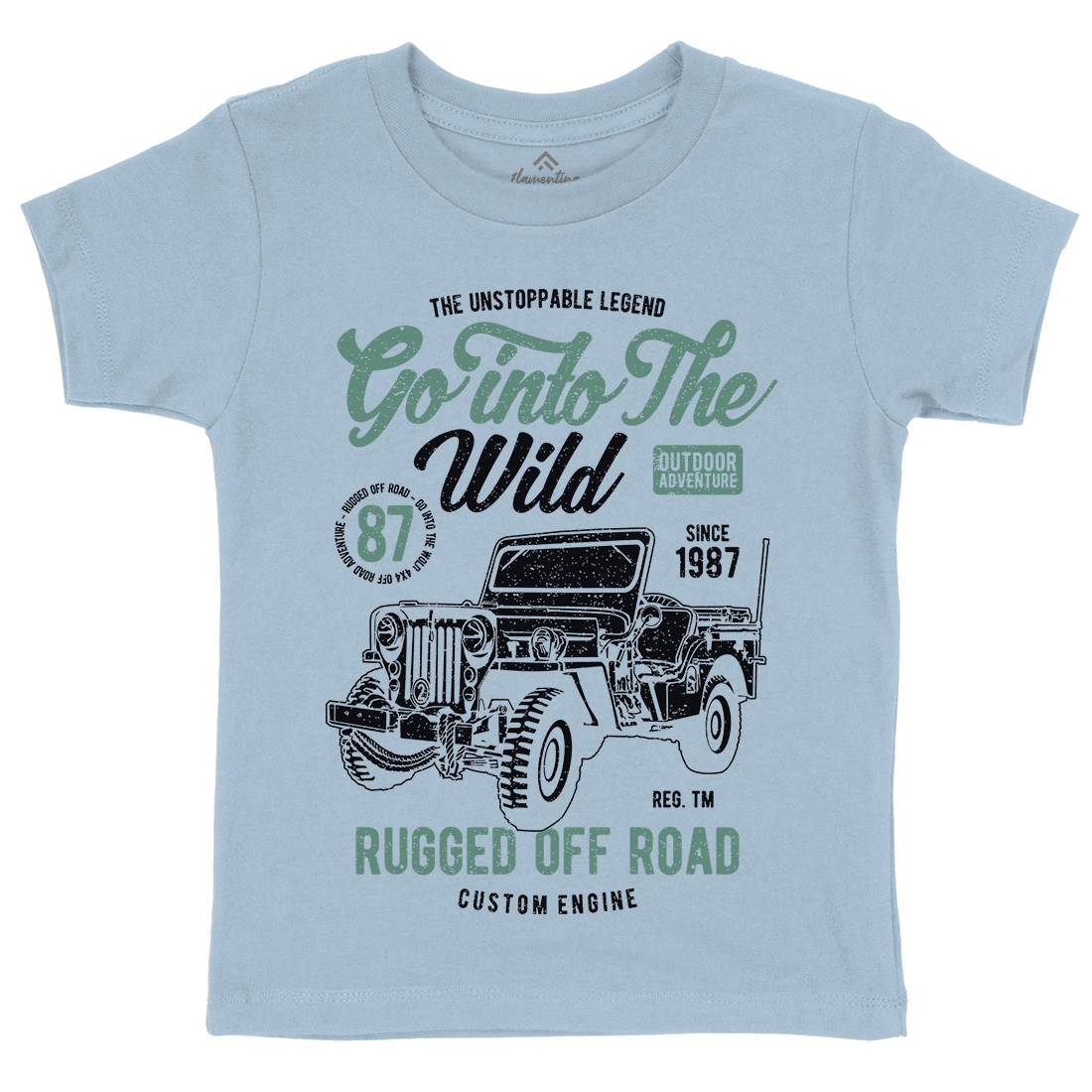 Go Into The Wild Kids Organic Crew Neck T-Shirt Vehicles A674