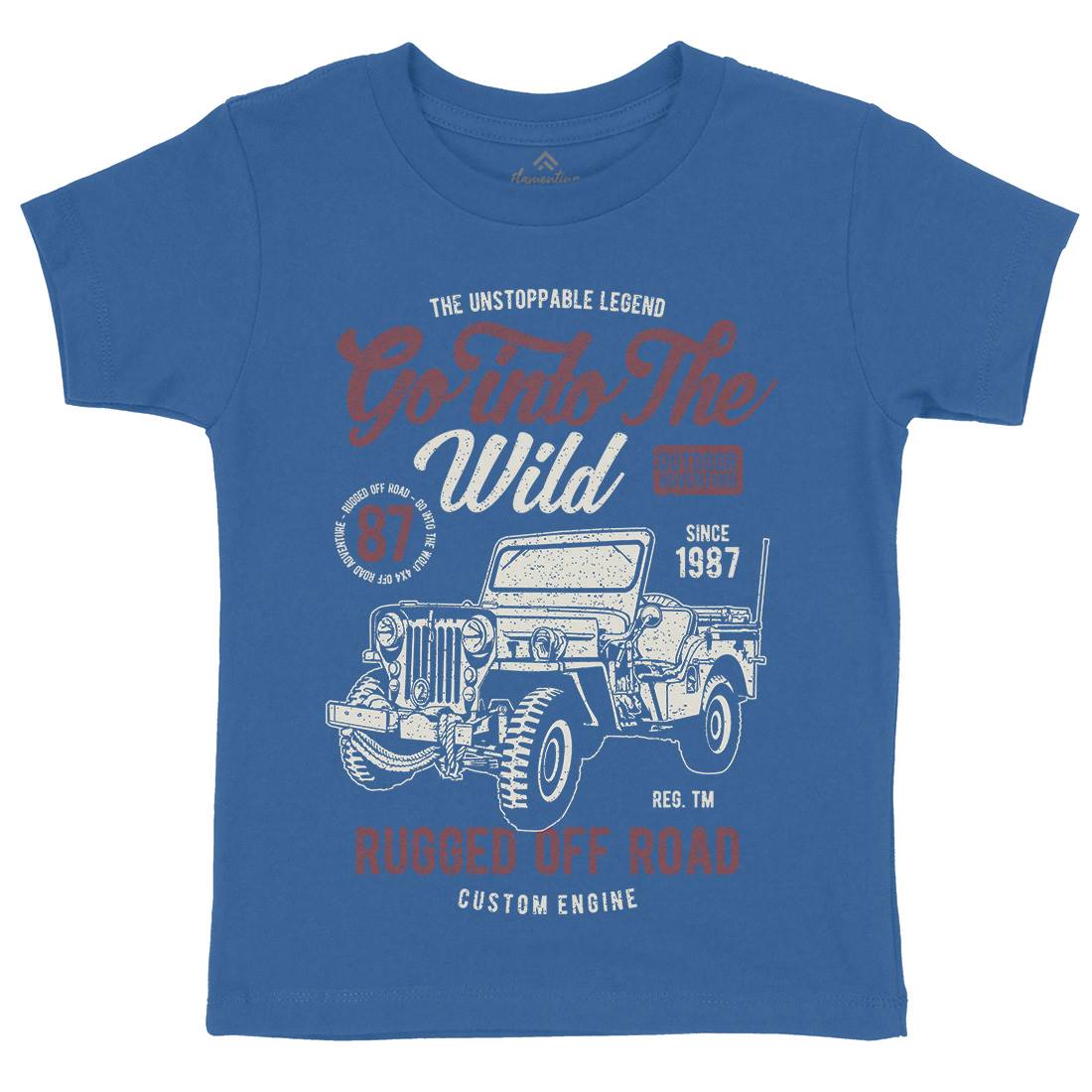 Go Into The Wild Kids Organic Crew Neck T-Shirt Vehicles A674