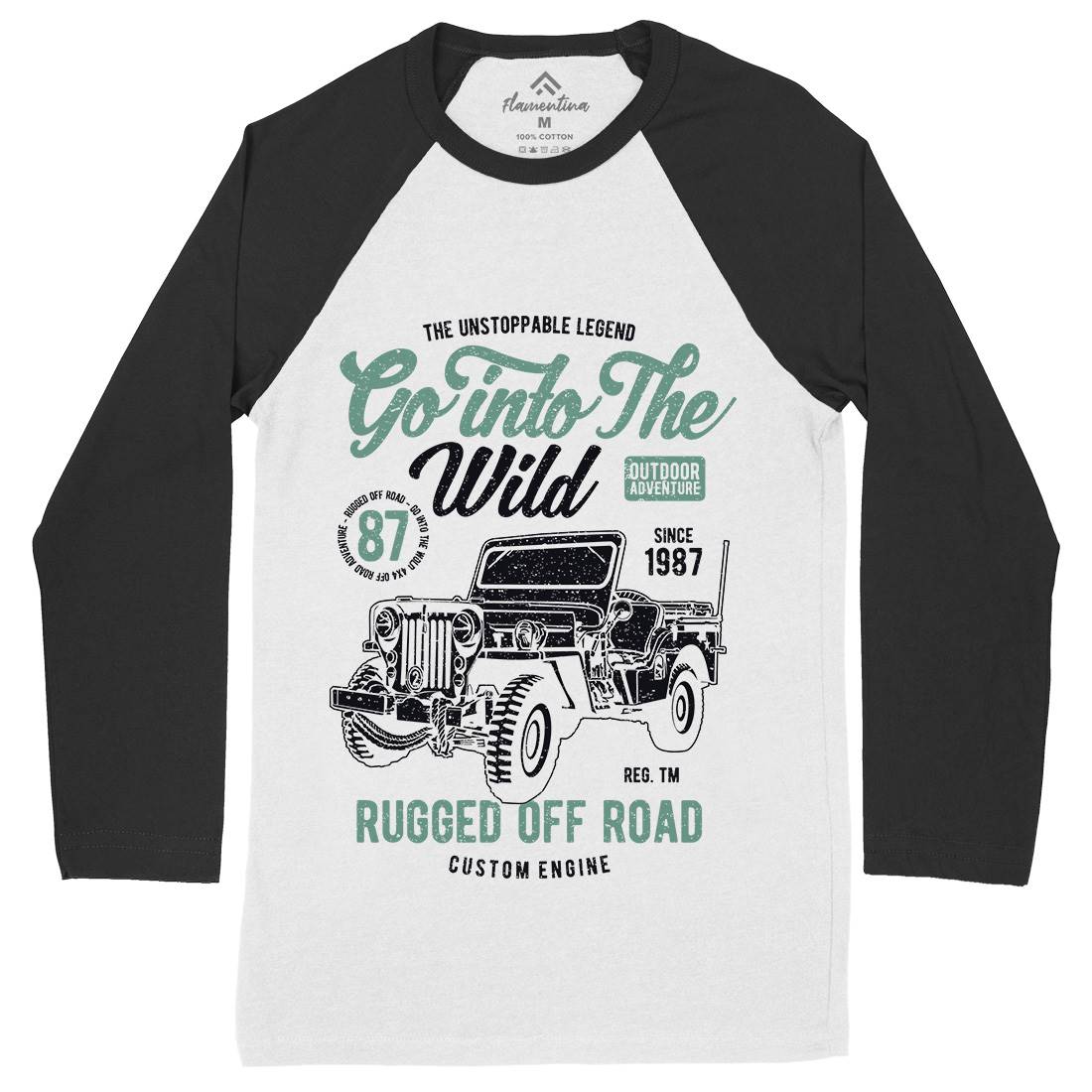 Go Into The Wild Mens Long Sleeve Baseball T-Shirt Vehicles A674