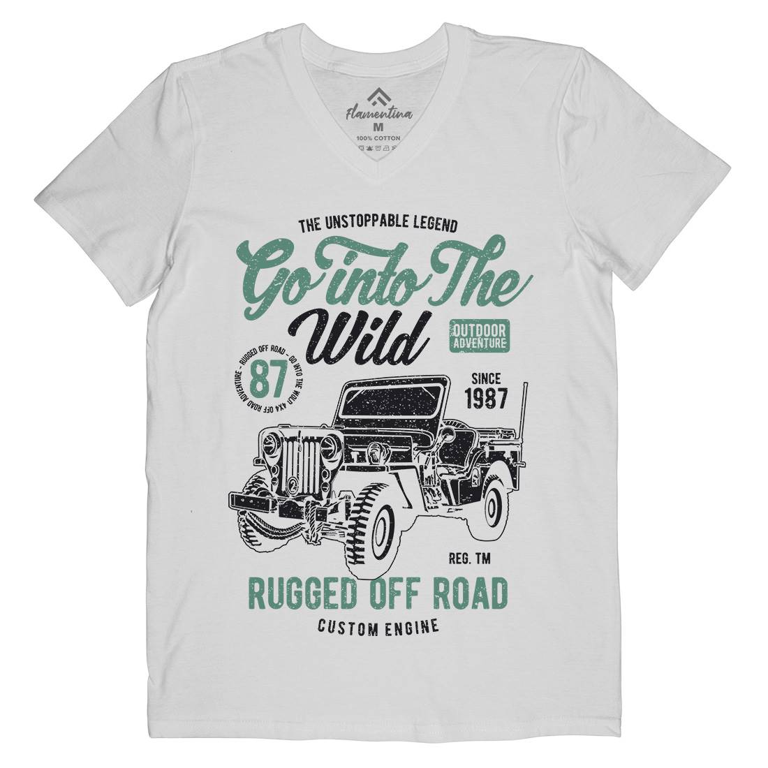 Go Into The Wild Mens Organic V-Neck T-Shirt Vehicles A674