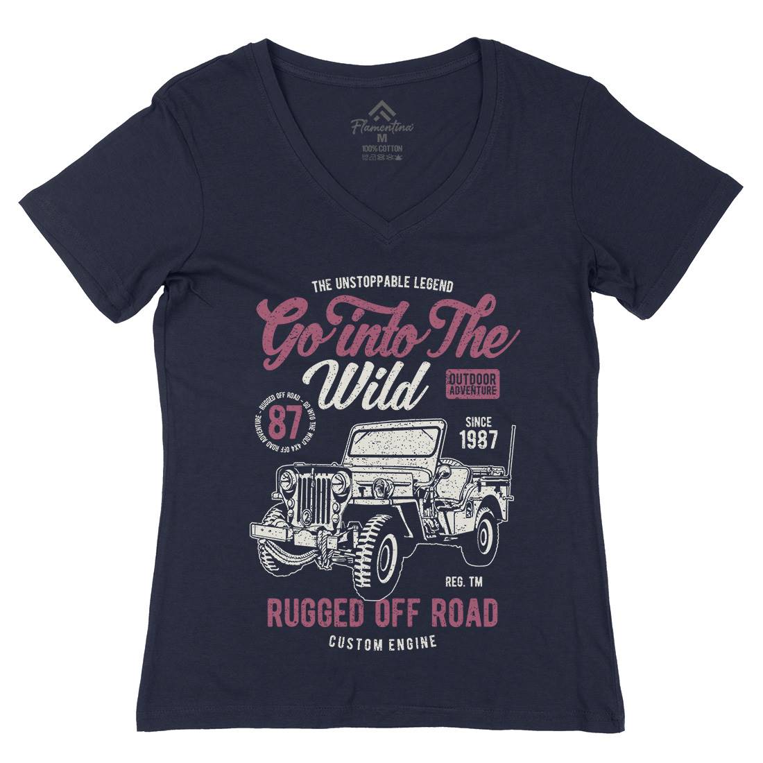 Go Into The Wild Womens Organic V-Neck T-Shirt Vehicles A674
