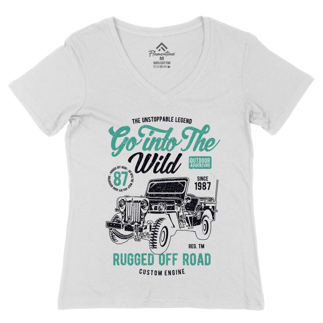 Go Into The Wild Womens Organic V-Neck T-Shirt Vehicles A674
