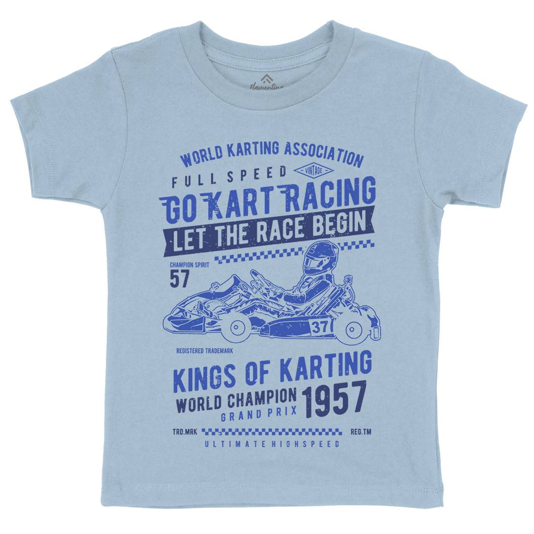 Go Kart Racing Kids Crew Neck T-Shirt Cars A675