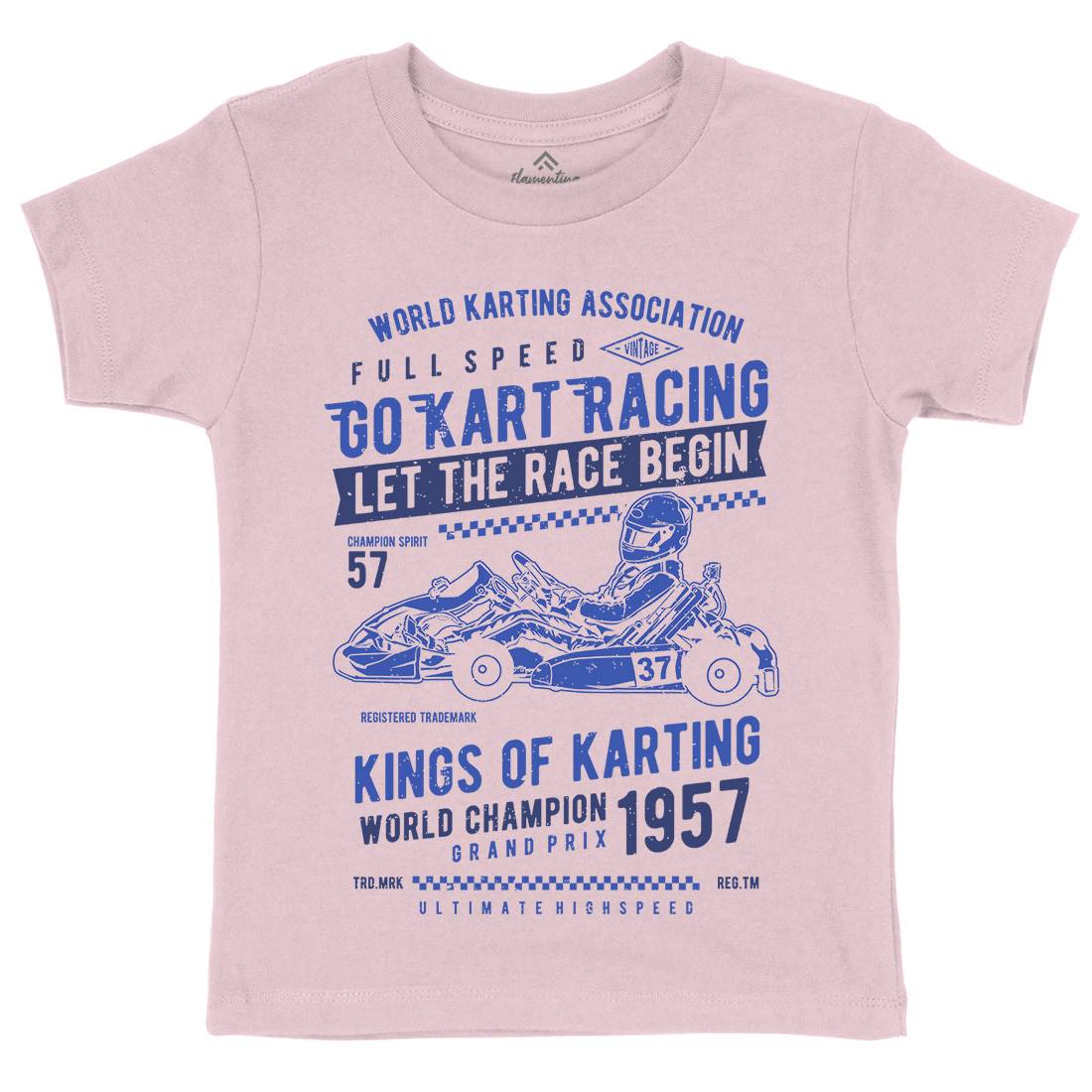 Go Kart Racing Kids Crew Neck T-Shirt Cars A675