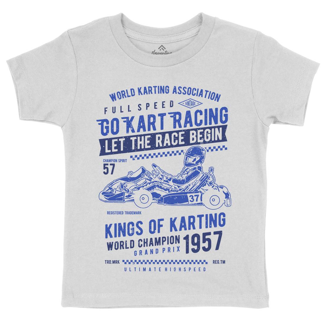 Go Kart Racing Kids Organic Crew Neck T-Shirt Cars A675