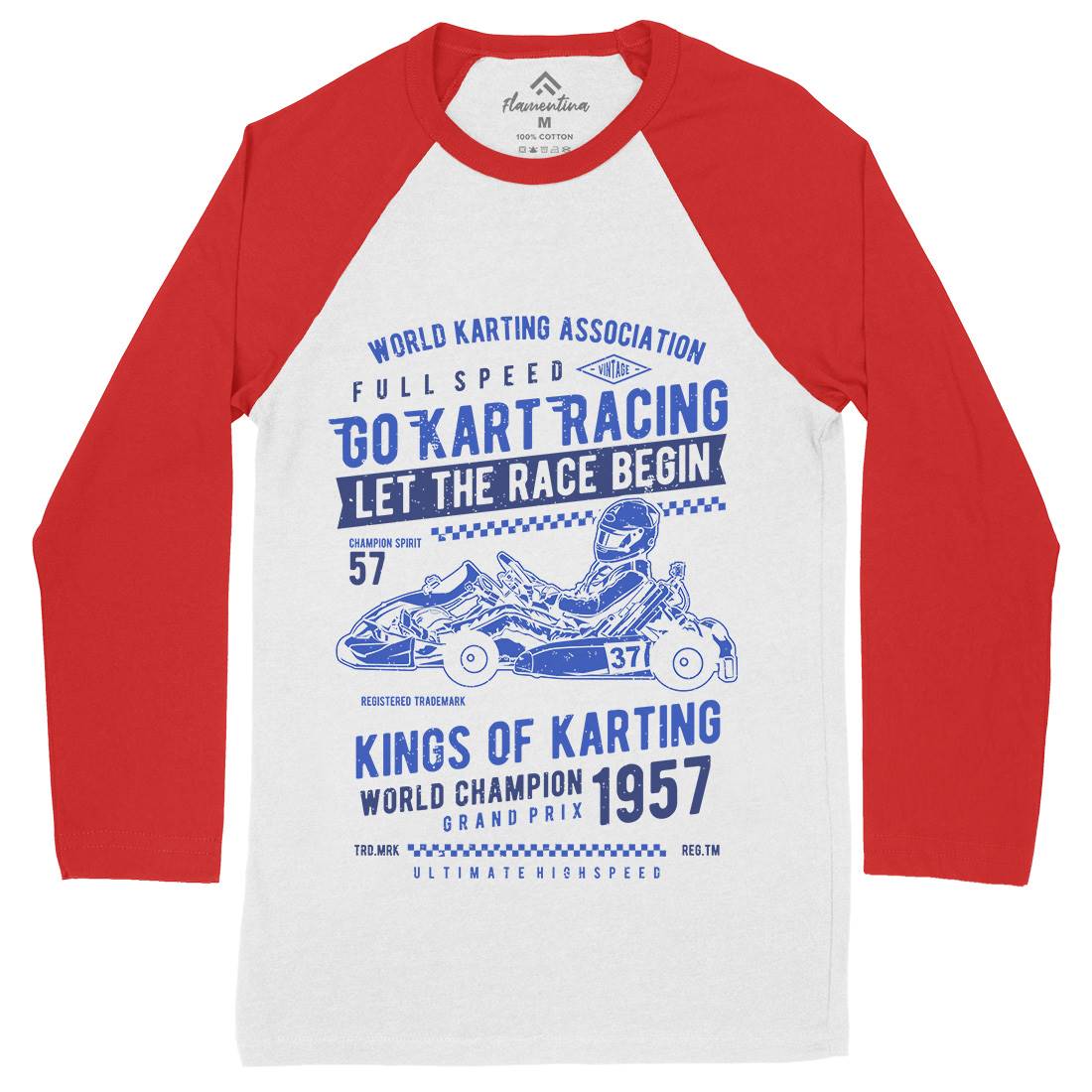 Go Kart Racing Mens Long Sleeve Baseball T-Shirt Cars A675