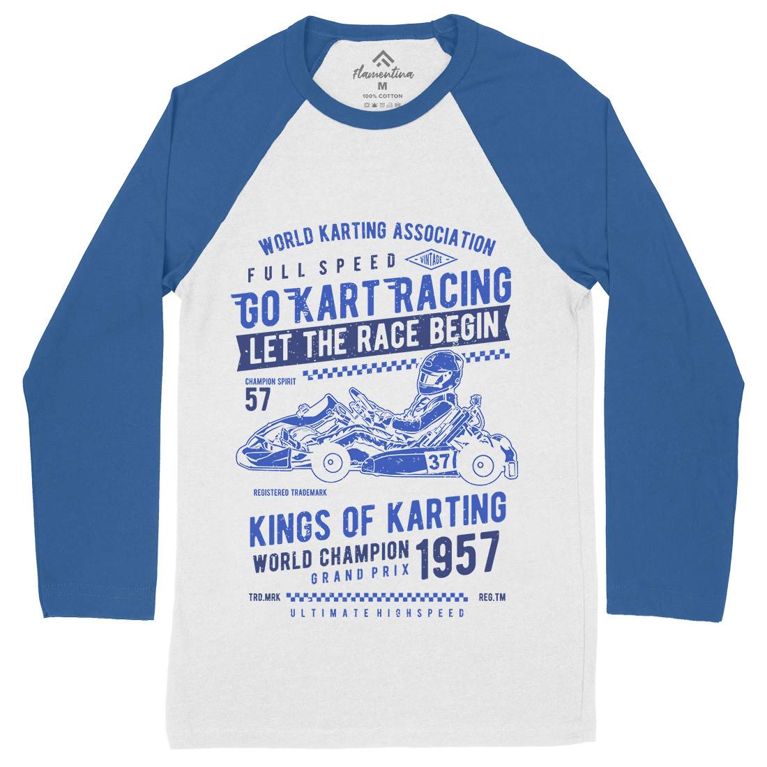 Go Kart Racing Mens Long Sleeve Baseball T-Shirt Cars A675
