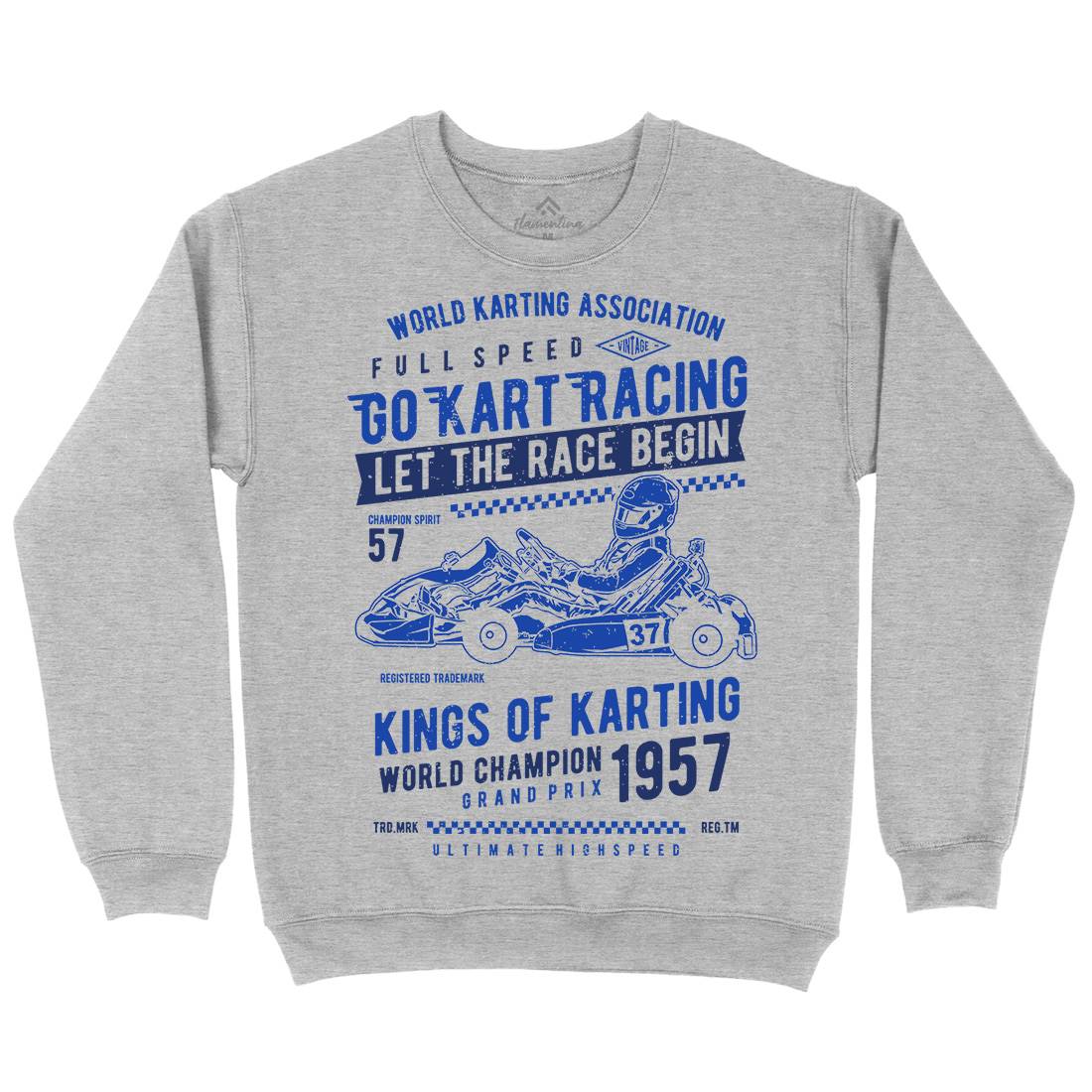 Go Kart Racing Mens Crew Neck Sweatshirt Cars A675