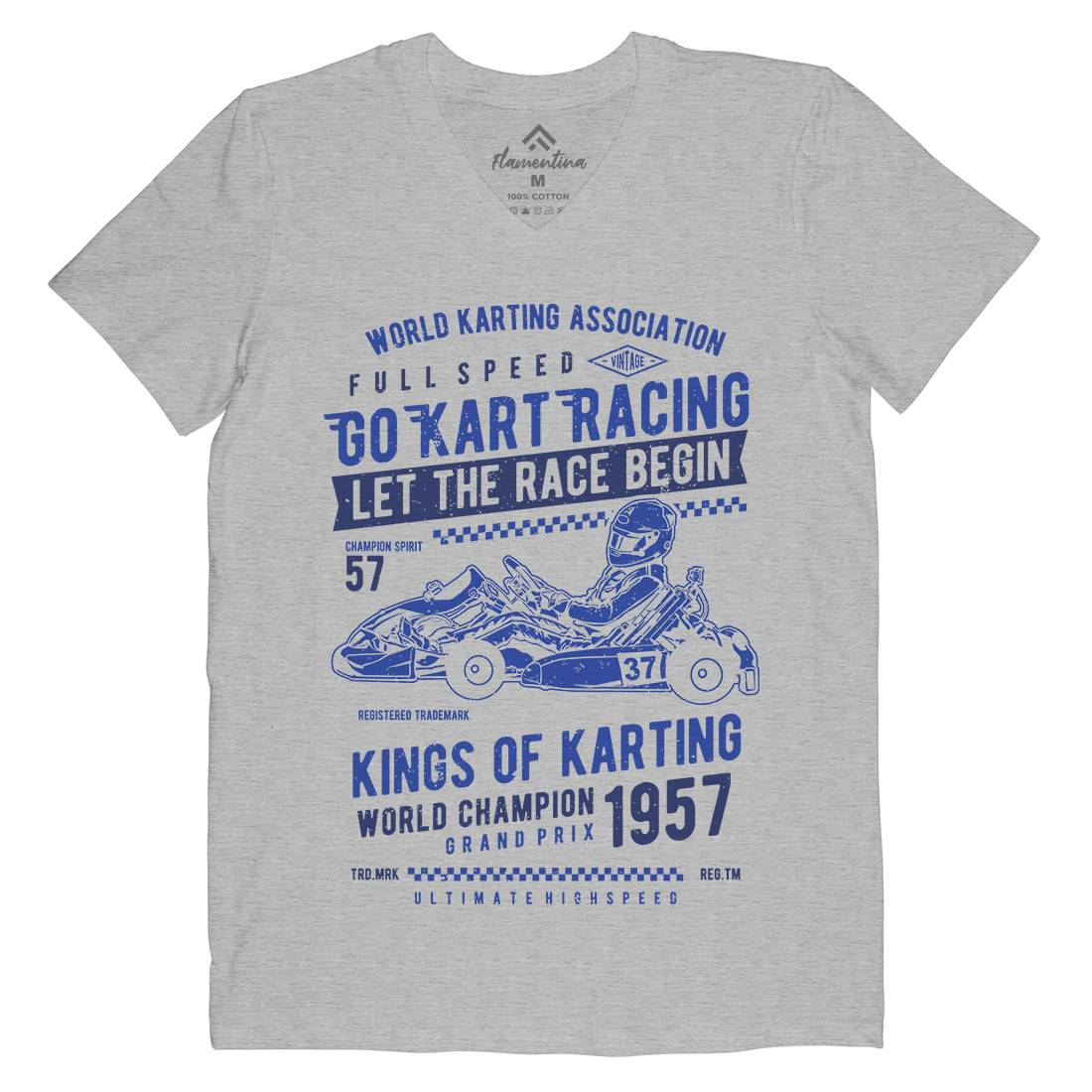 Go Kart Racing Mens Organic V-Neck T-Shirt Cars A675