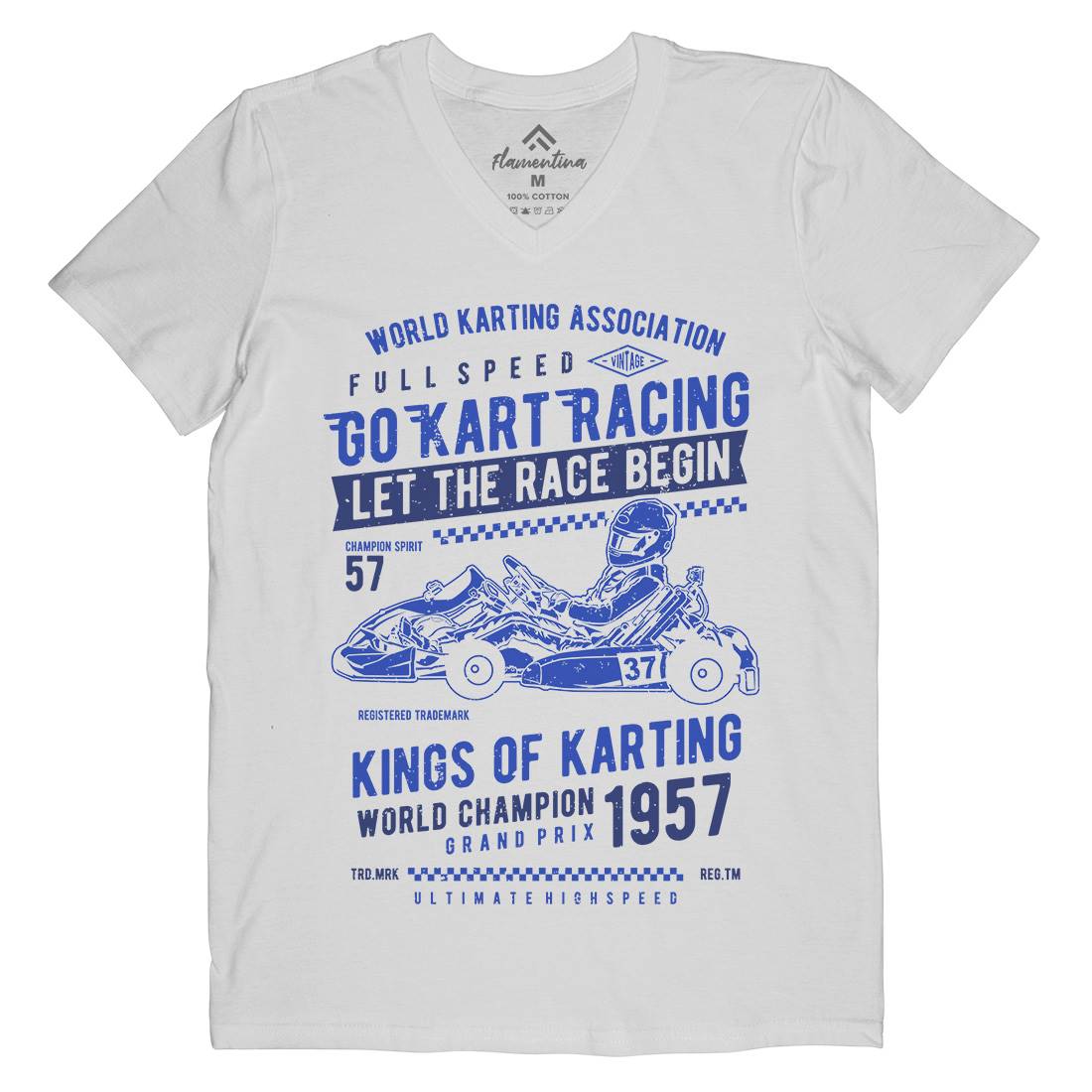 Go Kart Racing Mens V-Neck T-Shirt Cars A675