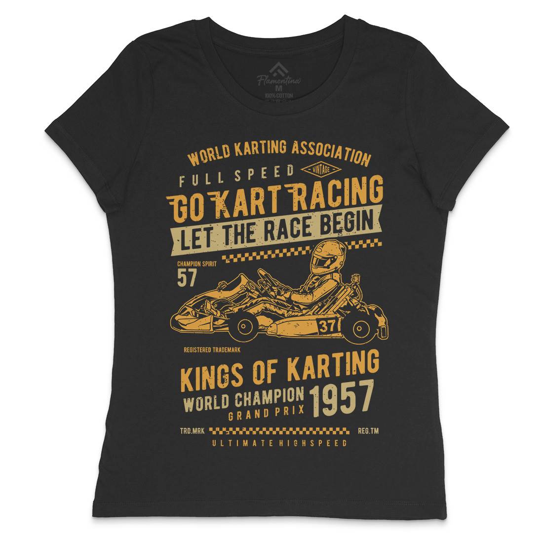 Go Kart Racing Womens Crew Neck T-Shirt Cars A675
