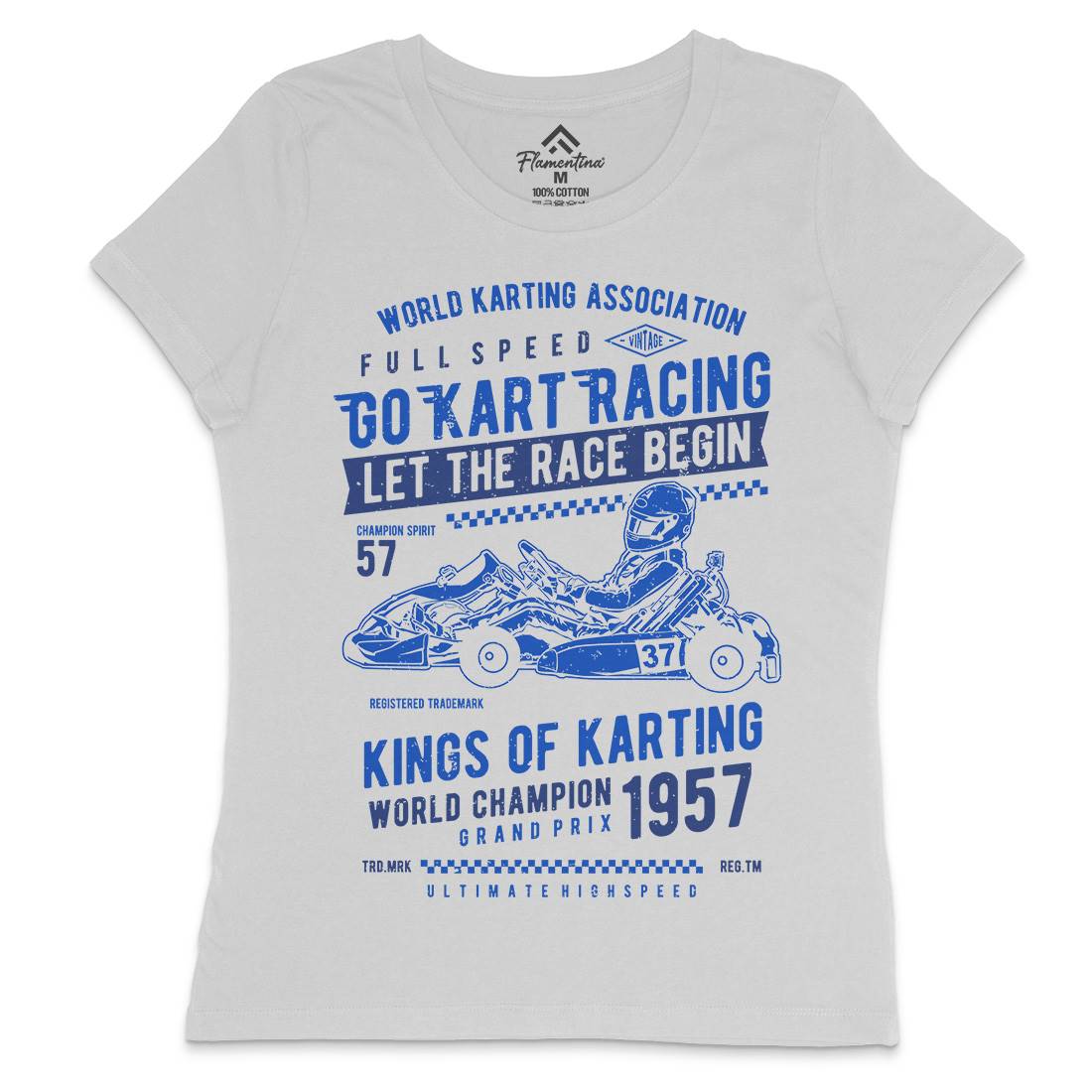 Go Kart Racing Womens Crew Neck T-Shirt Cars A675
