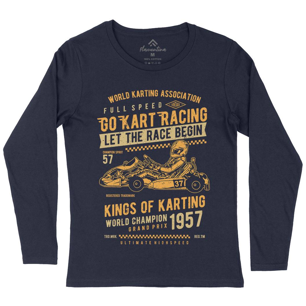 Go Kart Racing Womens Long Sleeve T-Shirt Cars A675