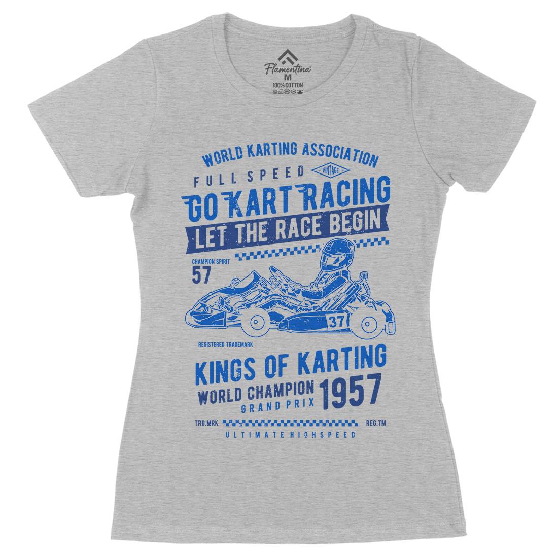 Go Kart Racing Womens Organic Crew Neck T-Shirt Cars A675