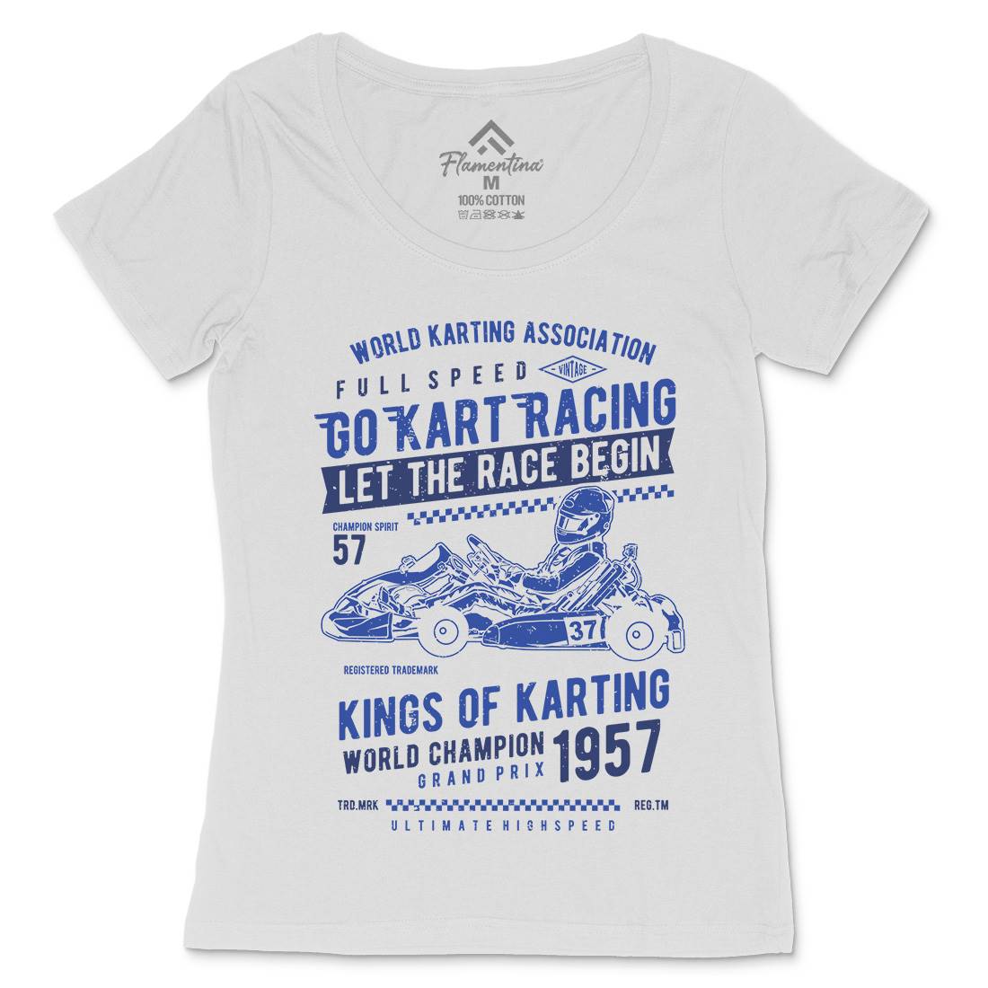 Go Kart Racing Womens Scoop Neck T-Shirt Cars A675