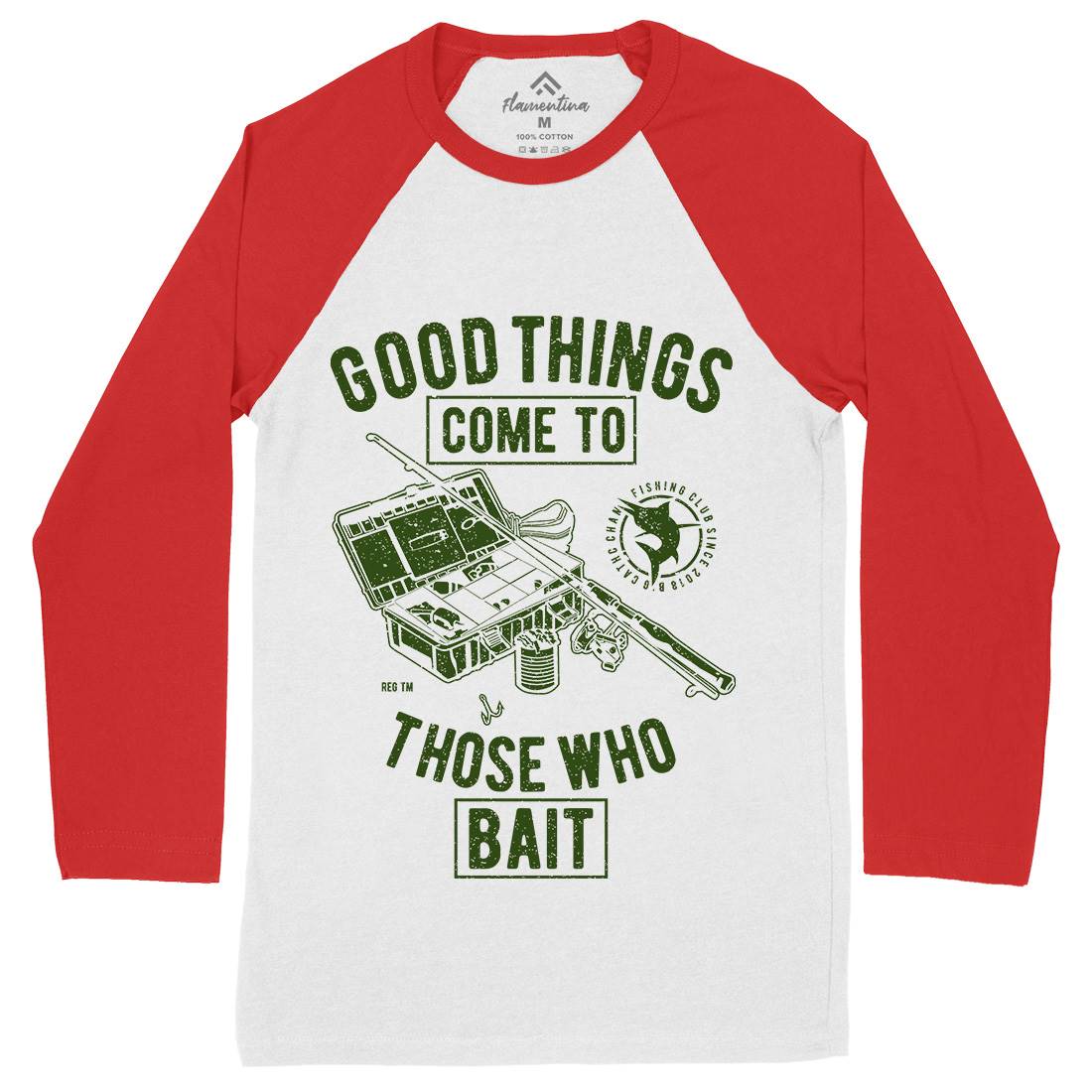 Good Things Mens Long Sleeve Baseball T-Shirt Fishing A677