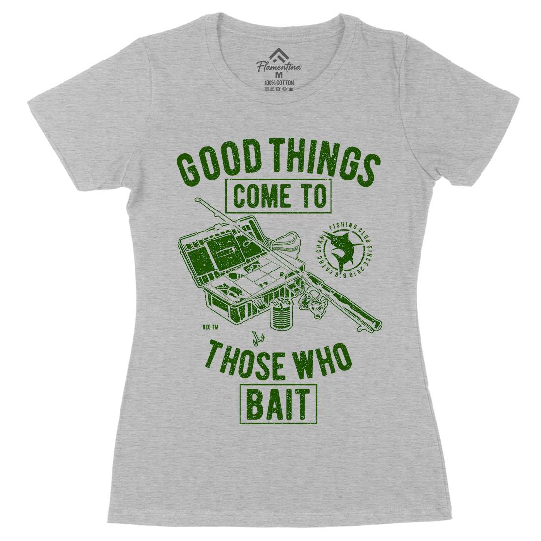 Good Things Womens Organic Crew Neck T-Shirt Fishing A677