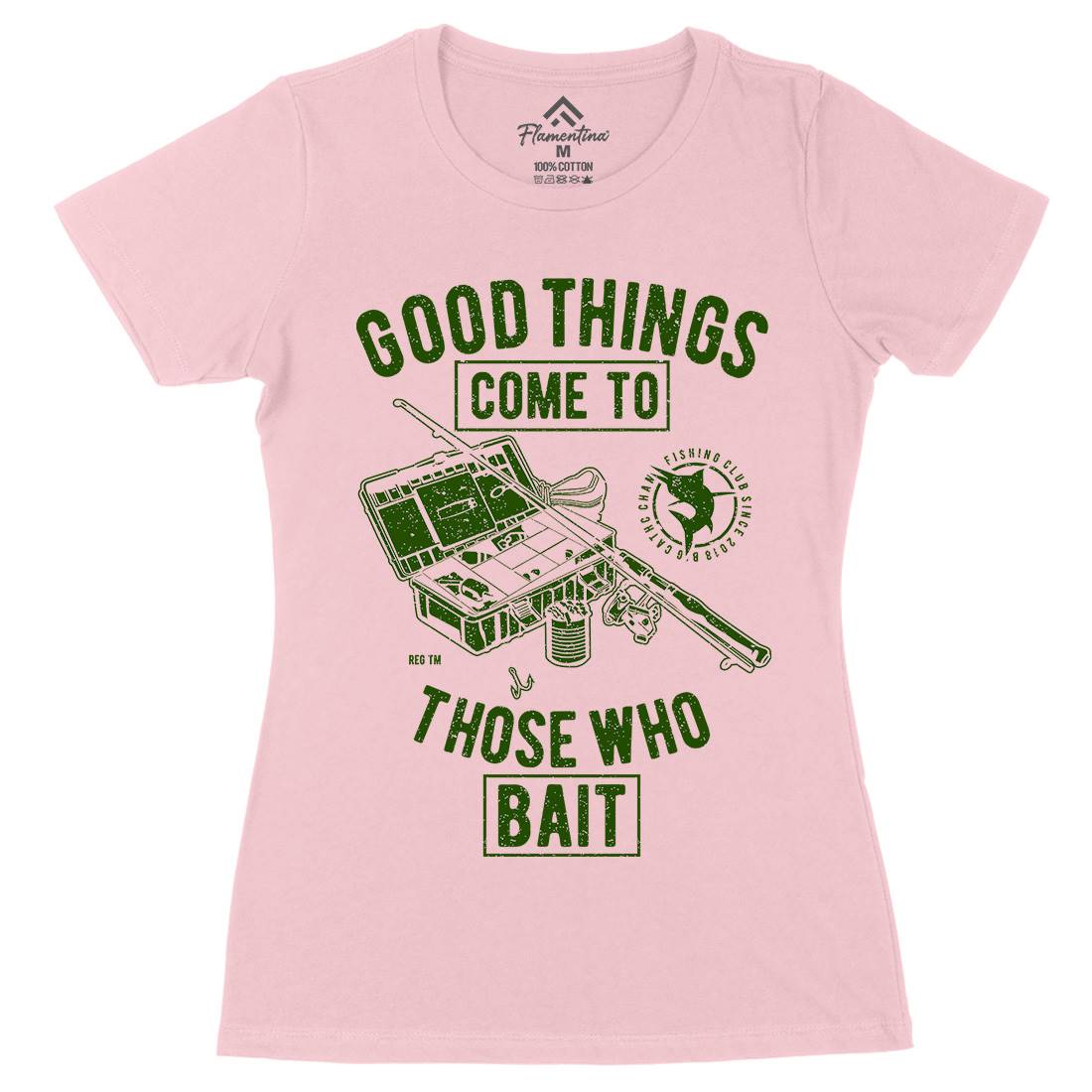 Good Things Womens Organic Crew Neck T-Shirt Fishing A677