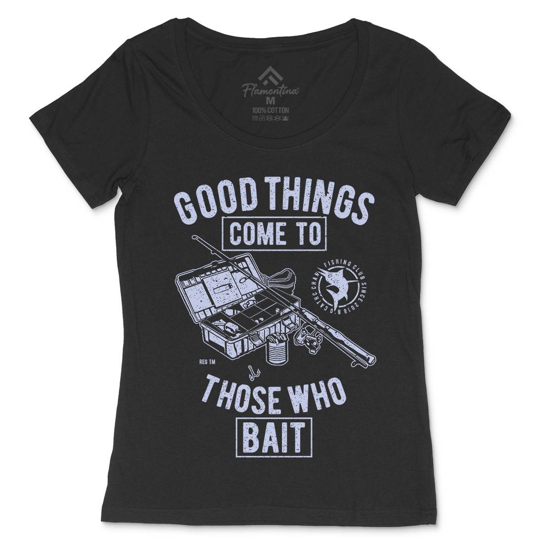 Good Things Womens Scoop Neck T-Shirt Fishing A677