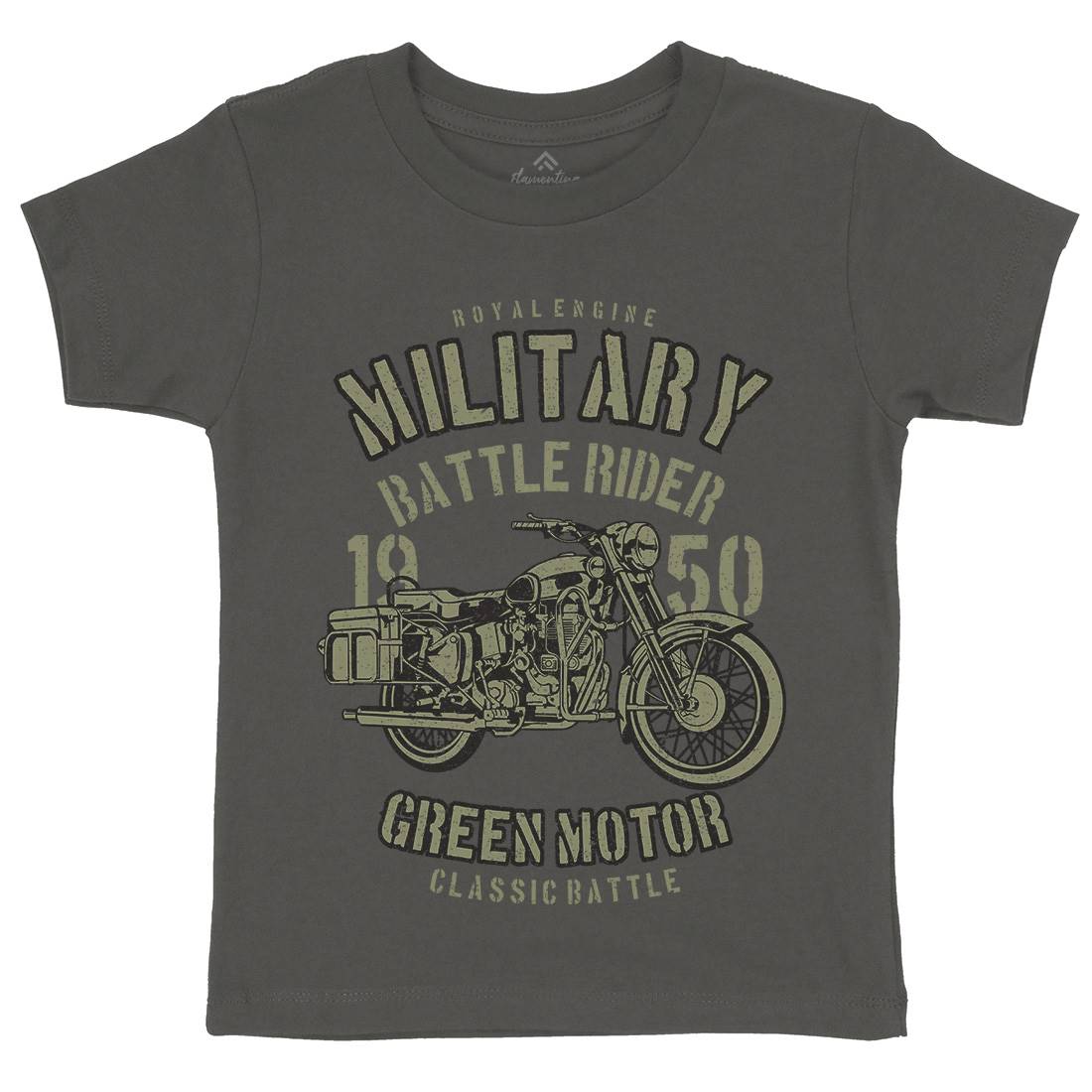 Green Military Ride Kids Organic Crew Neck T-Shirt Army A678