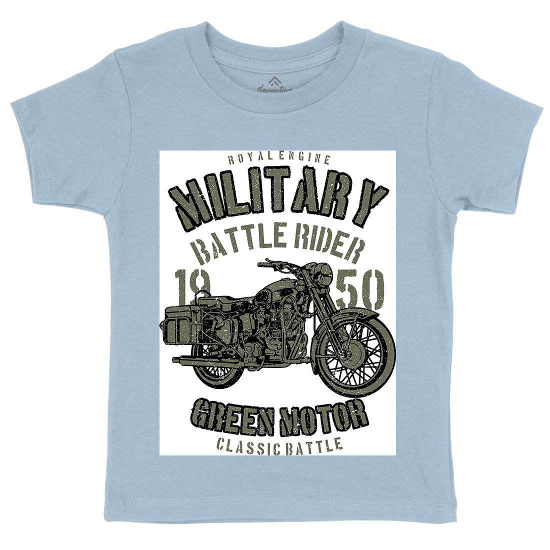 Green Military Ride Kids Crew Neck T-Shirt Army A678