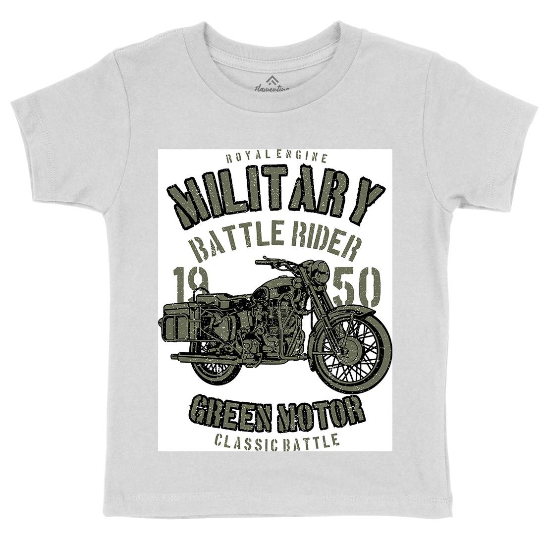 Green Military Ride Kids Crew Neck T-Shirt Army A678