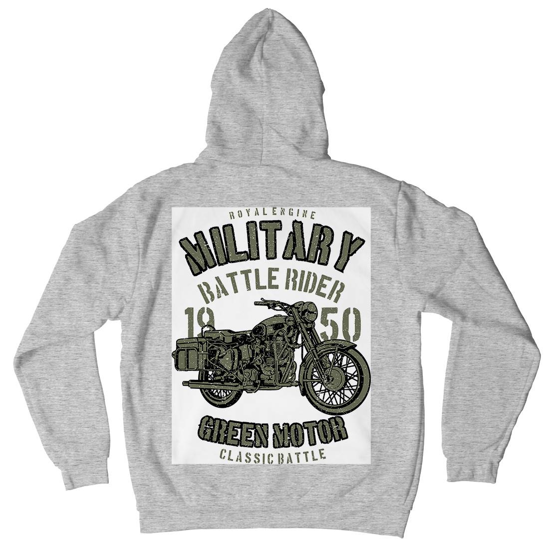 Green Military Ride Mens Hoodie With Pocket Army A678