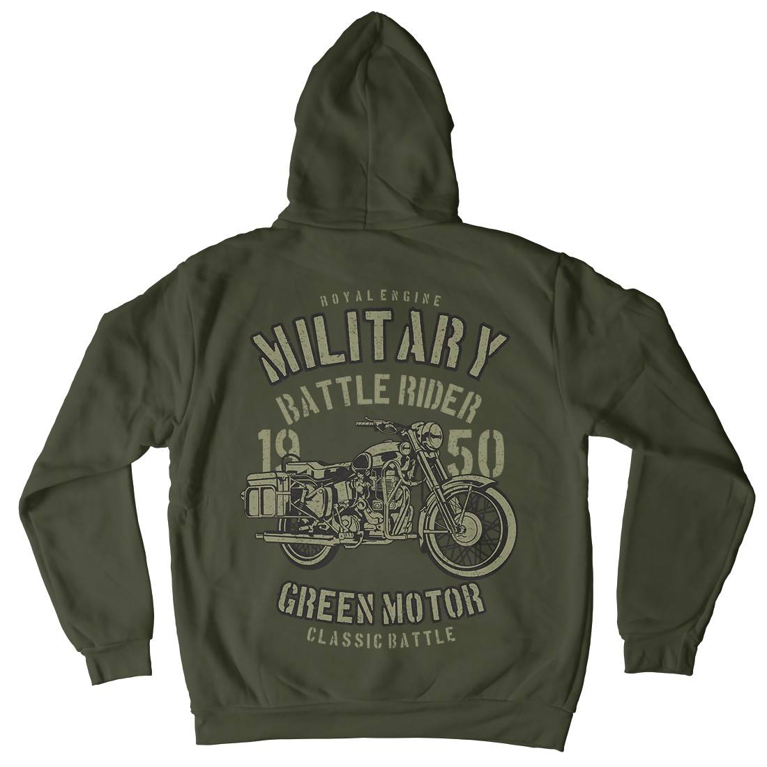 Green Military Ride Kids Crew Neck Hoodie Army A678