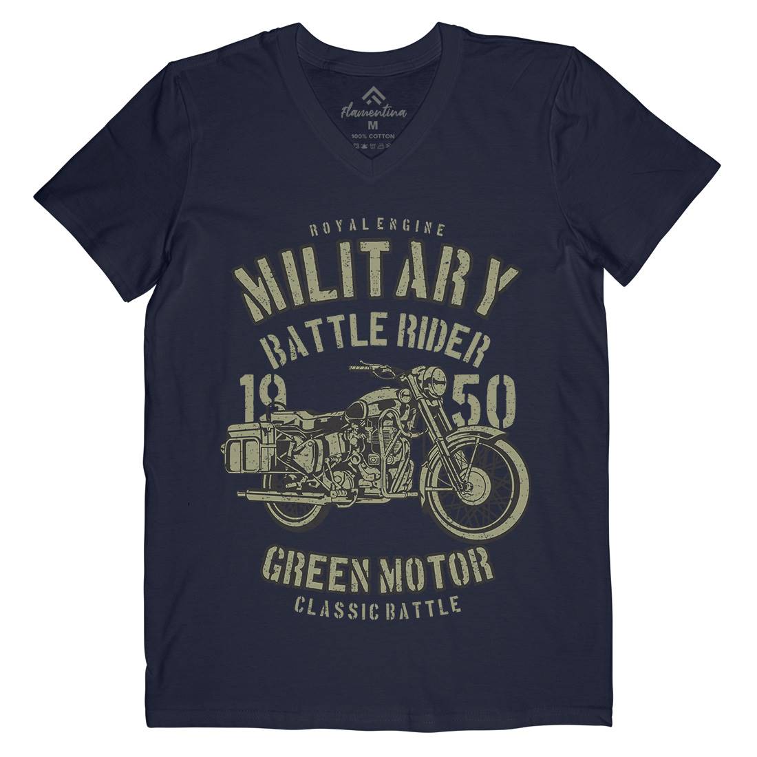 Green Military Ride Mens Organic V-Neck T-Shirt Army A678