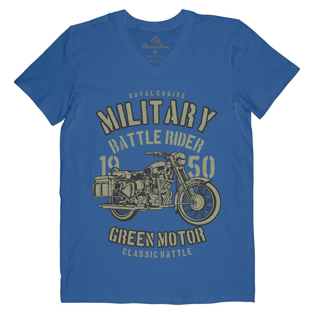 Green Military Ride Mens V-Neck T-Shirt Army A678